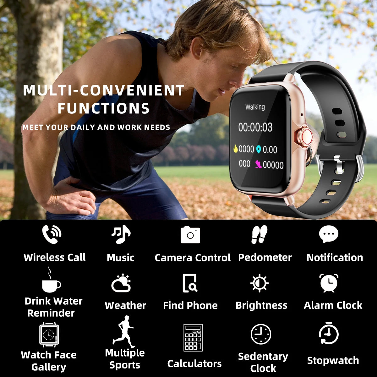 Waterproof Smart Watch with Call & Sleep Monitoring – For iPhone & Android